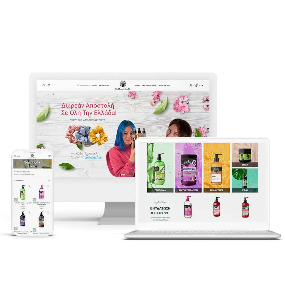 xWeb.gr πορτφόλιο κατασκευή E-shop mybeautybar.gr